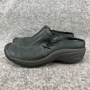 ✅ Womens 8.5 Keen Black Leather Slip-On Clogs Casual Comfort Shoes/Sneakers
